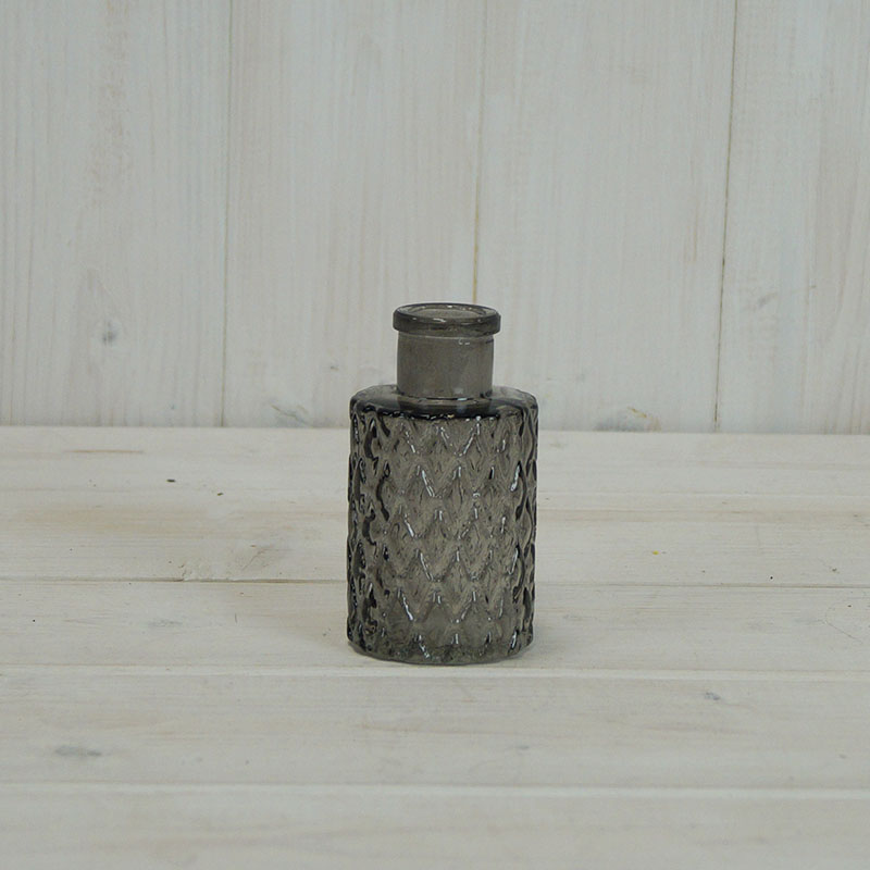 Smoky Grey Mini Geometric Glass Bottle (9.2cm) detail page